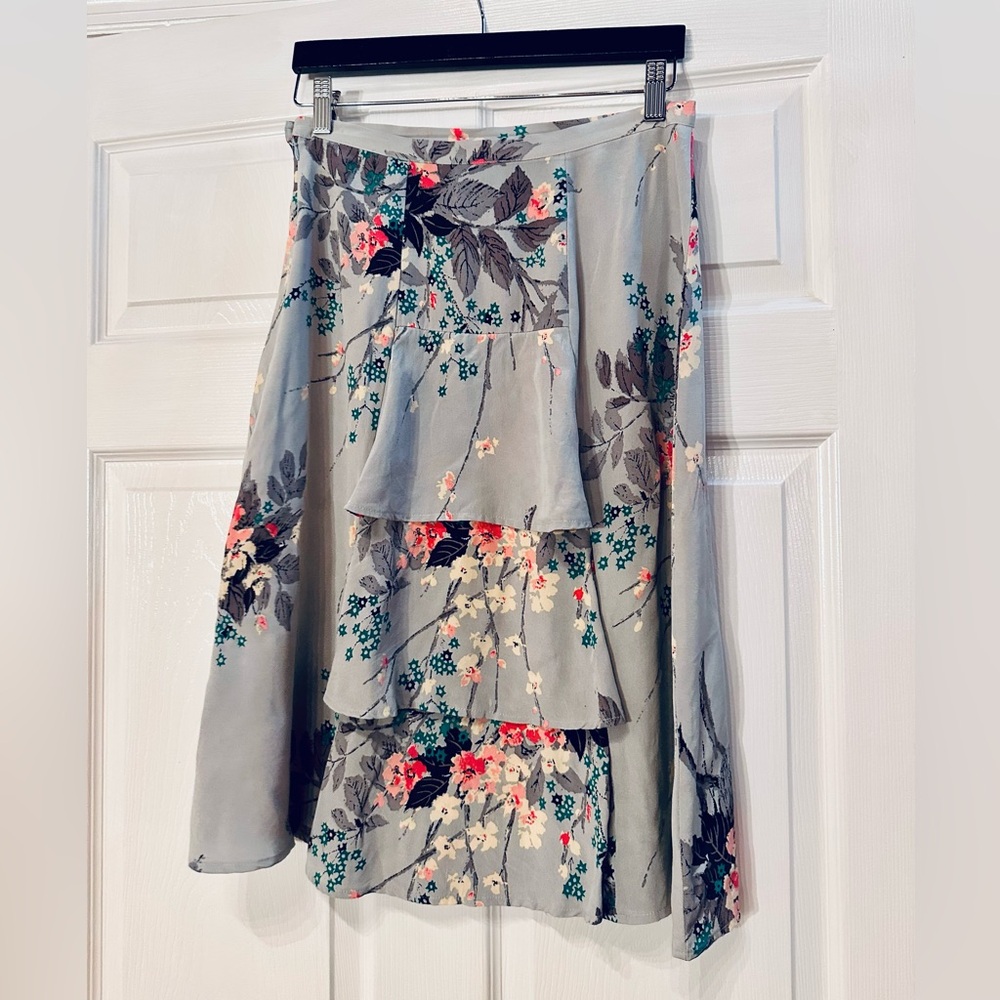 Trashy Diva Silk Bustle Skirt Floral A-Line midi 29” waist